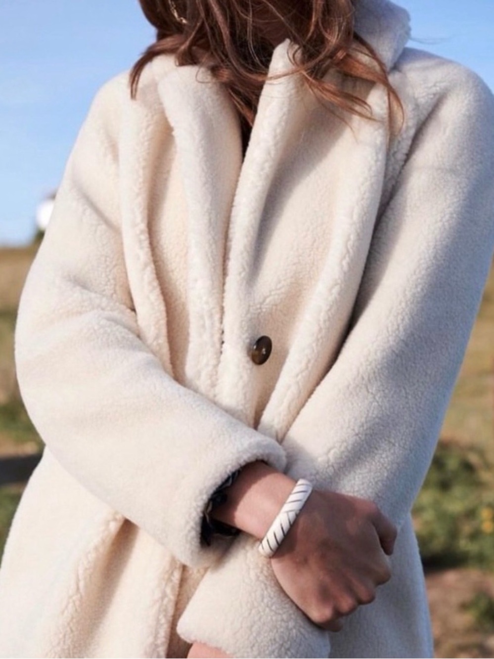 Sezane Cream Teddy Jacket - Size 6